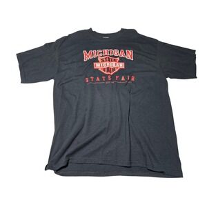 Michigan State‎ Fair Graphic T Shirt Mens XL Black Harley Faded